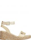 TOMMY HILFIGER sandales sievietēm, Krēmīga/Smilšu, Colorful wedge satin sandal