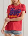 SUPERDRY sieviešu sarkans krekls ar uzrakstu COLLEGIATE CALI STATE T-SHIRT