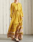 SUPERDRY sieviešu dzeltena rakstaina gara kleita BASIC W AMEERA MAXI DRESS
