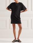 SUPERDRY sieviešu melna īsa blūze-kleita COTTON MODAL T-SHIRT DRESS