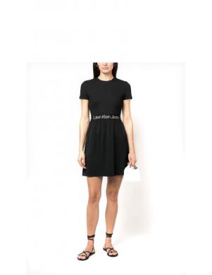 CALVIN KLEIN Jeans sieviešu melna kleita Logo elastic dress