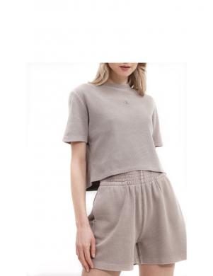 CALVIN KLEIN Jeans sieviešu gaiša īsa blūze Waffle tee
