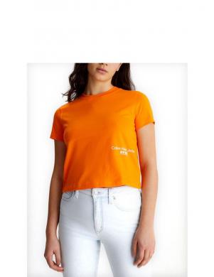 CALVIN KLEIN Jeans sieviešu oranžs T-krekls Ny logo baby tee