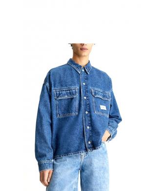 CALVIN KLEIN Jeans vīriešu zila krekls Boxy loose utility shirt