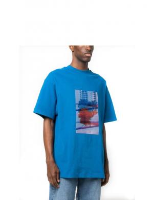 CALVIN KLEIN Jeans vīriešu zils T-krekls Motion floral graphic tee