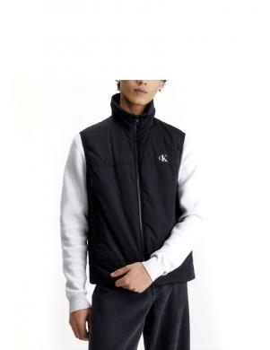 CALVIN KLEIN Jeans vīriešu melna veste Badge crinkle nylon vest