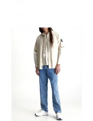 CALVIN KLEIN Jeans vīriešu gaiša krekls Linen short sleeve shirt