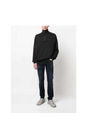 CALVIN KLEIN vīriešu melns džemperis Mix media quarter zip sweater