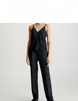 CALVIN KLEIN sieviešu melna blūze ar lencēm Recycled cdc cami top