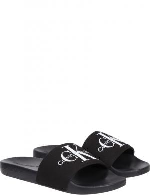 CALVIN KLEIN JEANS sieviešu melnas čības Slide monogram