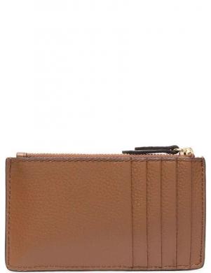 MICHAEL KORS sieviešu brūns maks Small pebbled leather card case