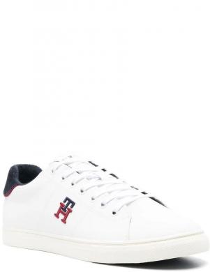 TOMMY HILFIGER vīriešu balti ikdienas apavi CORE VULC VARSITY MONOGRAM