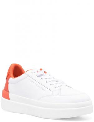 TOMMY HILFIGER sieviešu balti ikdienas apavi FEMININE SNEAKER WITH POP