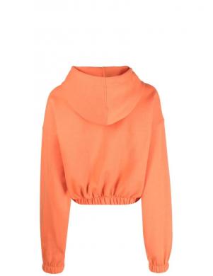CALVIN KLEIN JEANS sieviešu oranžs džemperis ar kapuci Gathered hem cropped hoodie