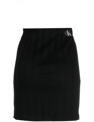 CALVIN KLEIN JEANS sieviešu melni svārki Badge rib elongated skirt