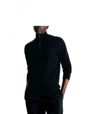 CALVIN KLEIN vīriešu melns džemperis Merino quarter zip