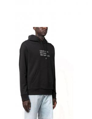 CALVIN KLEIN vīriešu džemperis ar kapuci melns Mixed print stencil  hoodie