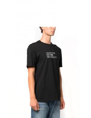 CALVIN KLEIN vīriešu melns T-krekls Mixed print stencil logo t-shi
