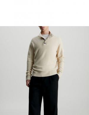 CALVIN KLEIN vīriešu pelēks džemperis Lycra blend button quarter zip