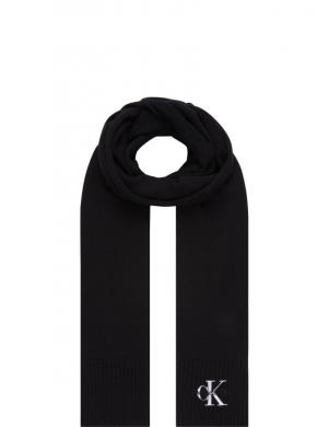 CALVIN KLEIN JEANS  sieviešu melna šalle Monologo embro knit scarf