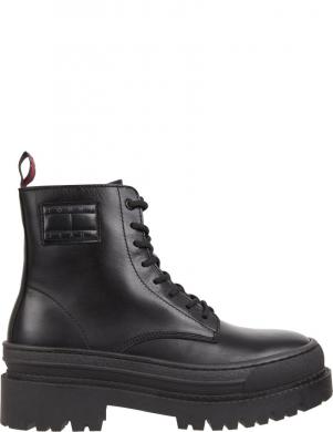 TOMMY JEANS vīriešu melni zābaki Mix material boot