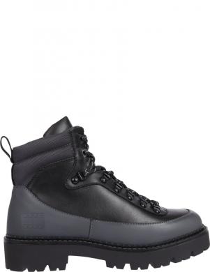 TOMMY JEANS vīriešu melni zābaki Mix material boot