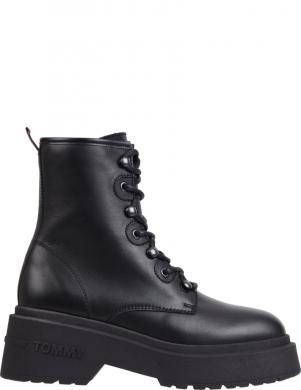 TOMMY JEANS sieviešu melni zābaki Chelsea chunky boot