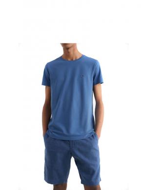 TOMMY HILFIGER vīriešu zils t-krekls ar īsām piedurknēm Stretch slim fit tee