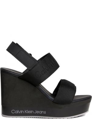 CALVIN KLEIN JEANS sandales sievietēm, Melna, Wedge sandal webbing