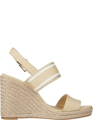 TOMMY HILFIGER sandales sievietēm, Krēmīga/Smilšu, Webbing high wedge sandal