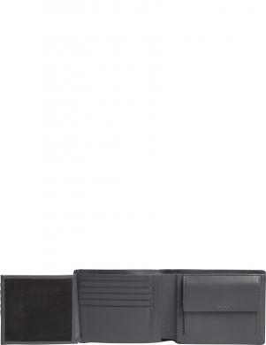 CALVIN KLEIN maku vīriešiem, Melna, Trifold 10cc w/coin wallet