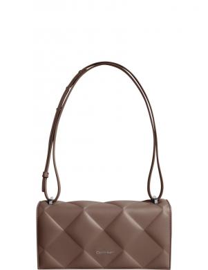 CALVIN KLEIN plecu soma sievietēm, Brūna, Diamond quilt shoulder bag