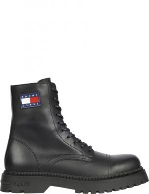 TOMMY JEANS zābaki vīriešiem, Melna, Lace up mid boot smooth