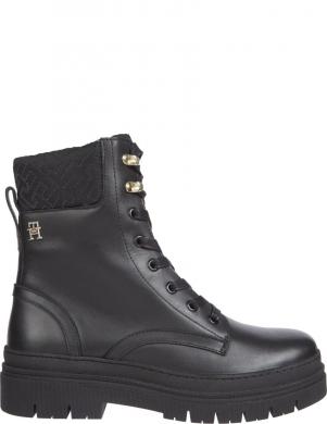 TOMMY HILFIGER zābaki sievietēm, Melna, Cleated lace-up mono booties