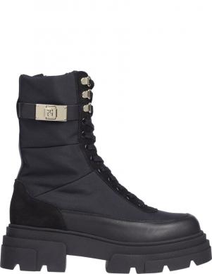 TOMMY HILFIGER zābaki sievietēm, Melna, Biker mix lace-up booties