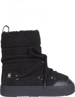 TOMMY HILFIGER sieviešu zābaki ar apsildi, Melna, Real shearling snowboot
