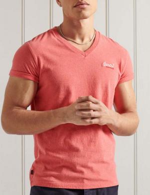 SUPERDRY vīriešu koraļļu krāsas kokvilnas krekls COTTON CLASSIC V-NECK T-SHIRT