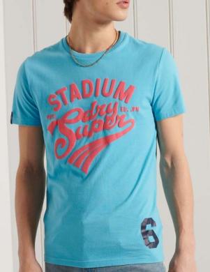 SUPERDRY vīriešu gaiši zils kokvilnas krekls COLLEGIATE GRAPHIC T-SHIRT