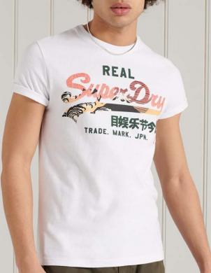 SUPERDRY vīriešu balts kokvilnas krekls VINTAGE LOGO ITAGO T-SHIRT