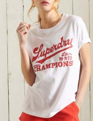 SUPERDRY sieviešu balts krekls ar uzrakstu COLLEGIATE CALI STATE T-SHIRT