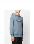 CALVIN KLEIN vīriešu pelēka blūze Box striped logo hoodie