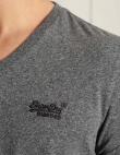 SUPERDRY vīriešu tumši pelēks kokvilnas krekls COTTON CLASSIC V-NECK T-SHIRT