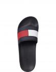 TOMMY HILFIGER vīriešu melnas pludmales čības Rubber flag pool slide