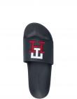 TOMMY HILFIGER vīriešu zilas pludmales čības RAISED EMBROIDERY POOL SLIDE
