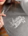 SUPERDRY sieviešu tumši pelēks džemperis ar logotipu COLLEGIATE ZIP HOODIE CARDIGAN