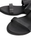 TOMMY HILFIGER sieviešu melnas ādas sandales ROUND FLAT SANDAL
