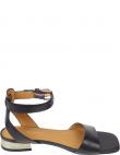 TOMMY HILFIGER sandales sievietēm, Melna, Hardware flat sandal